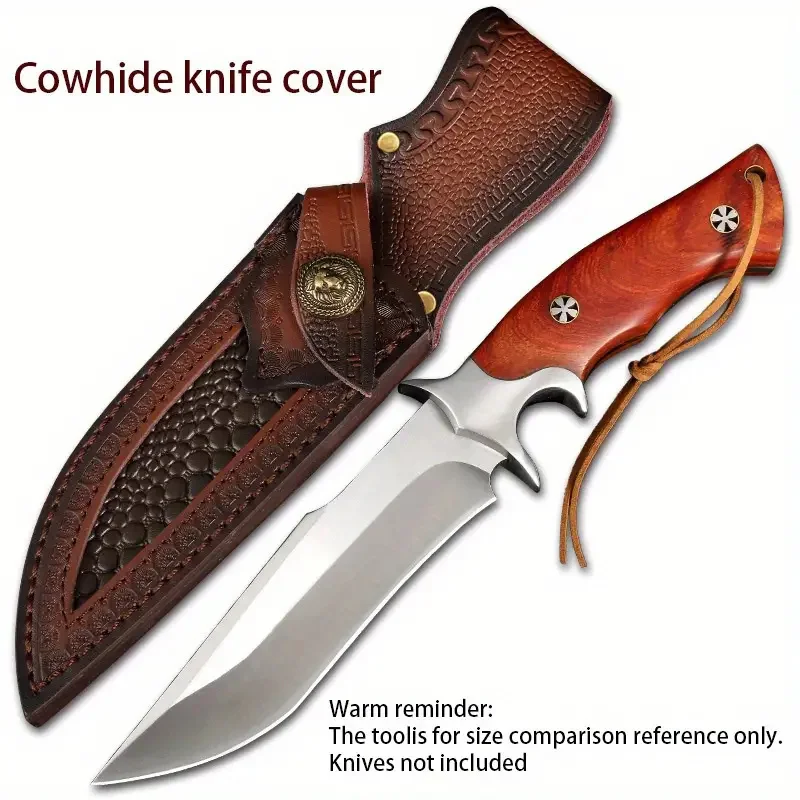 NEW Leather Sheath Belt Knife Sheath with Waist Belt Buckle Pocket Tool Knife Protective Cover (Knife Not Included) — image 1