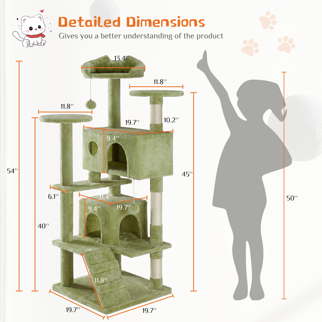 Torre para Gatos - Multinivel con Poste de Sisal, Apartamento Interior con Escalera y Juguetes Plush — imagen 2