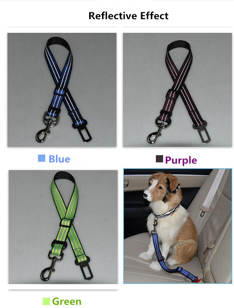 Reflective pet seat belt nylon dog traction rope keep pet's safety in car dog car seat belts B43 — image 5