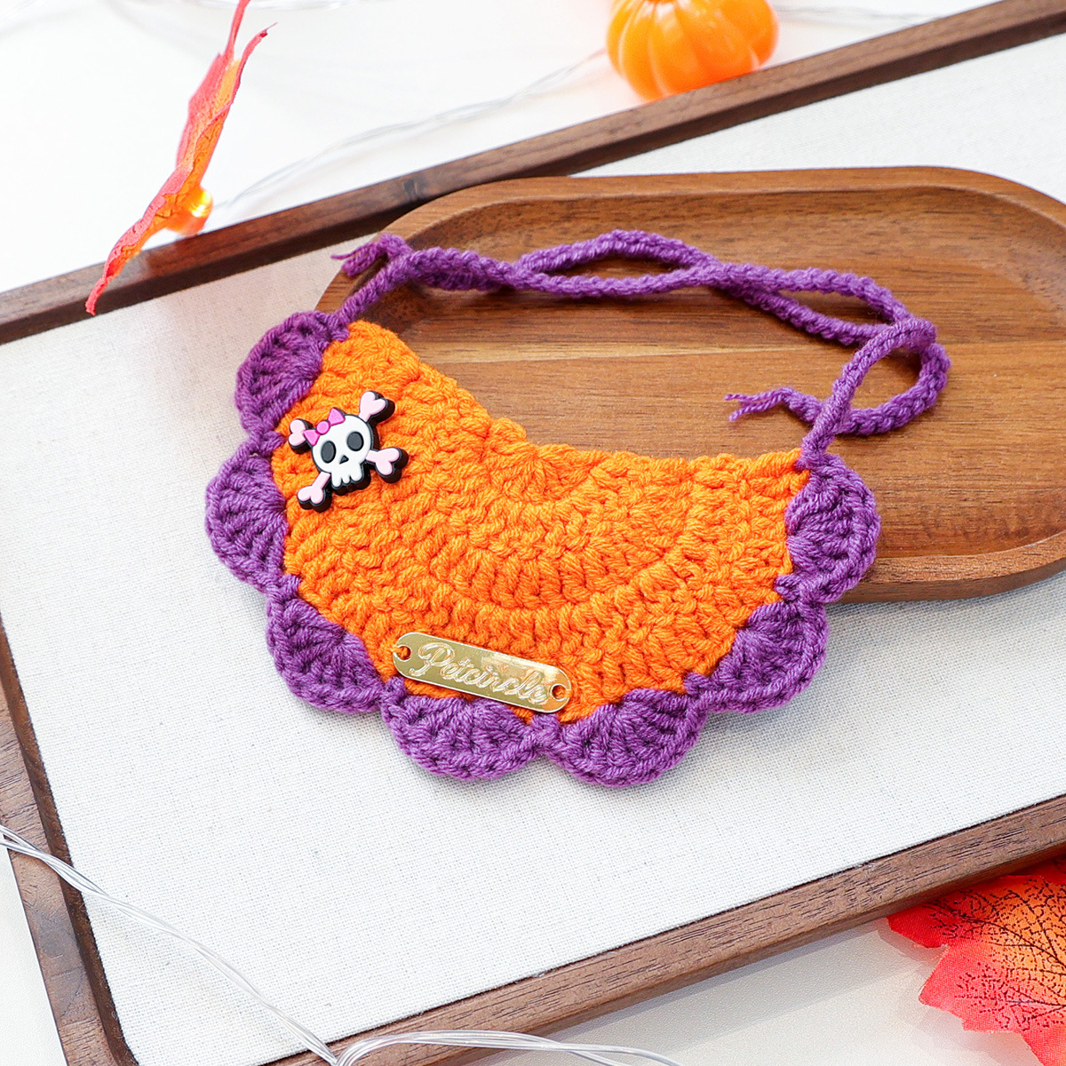 Pet Hair Yarn Gold Label Bandana for Cats and Dogs, Halloween Decorative Neckwear — image 4