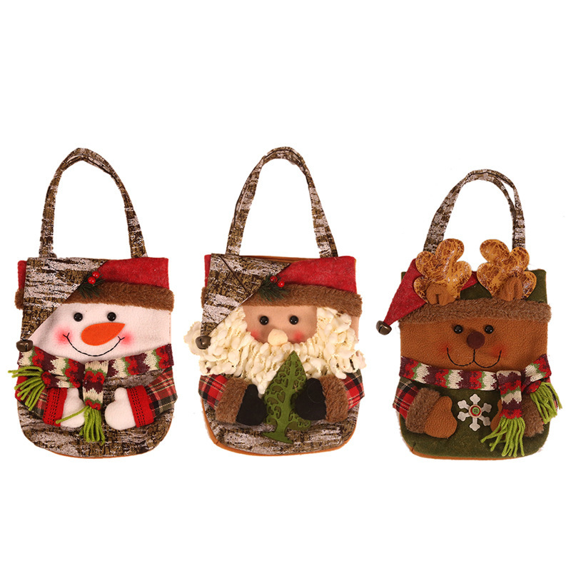 Christmas decoration supplies, elderly snowman, deer figurine, candy bag, Christmas gift bag, handbag, gift bag — image 1