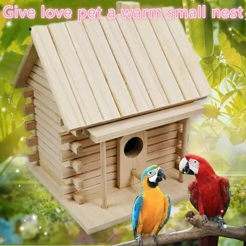Practical Bird Cage Accessories Birdhouses For Outside Wooden Bird House Nesting Box Hanging Bird Nests Home Garden Decoration — image 2