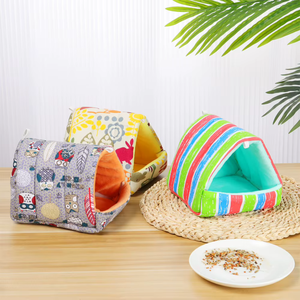 Cute Cartoon Rabbit Squirrel Mini Cage Guinea Pig Nest Small Animal Mice Rat Pet Sleeping Bed Hamster House Winter Warm Soft Mat — image 4
