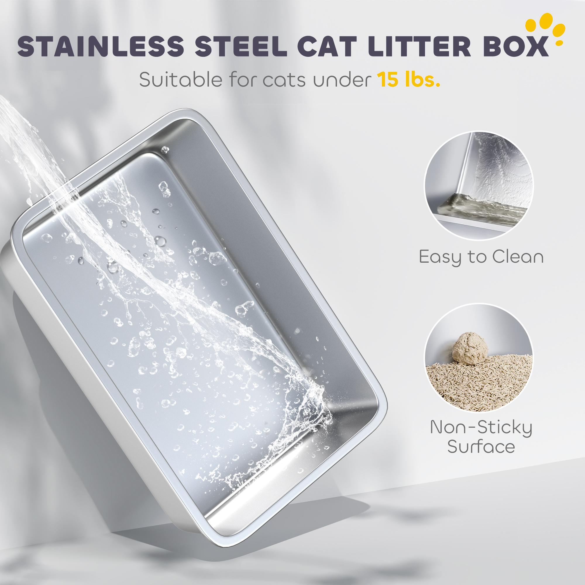 Extra Large Stainless Steel Litter Box, Enclosed Cat Litter Box with Scoop, Deodorizer Bag, Sand Drop Pedal — image 5