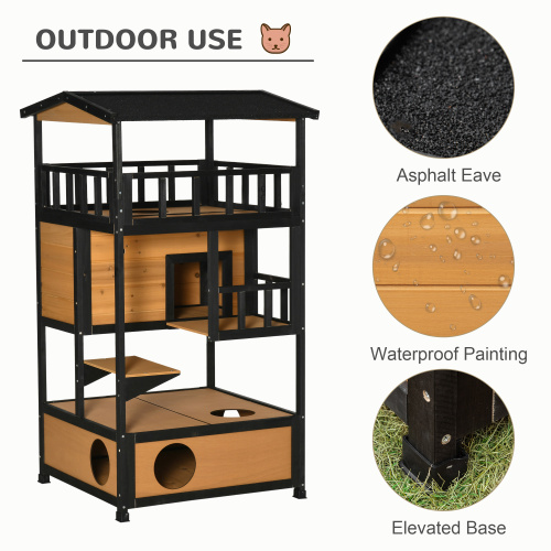 Casa de Madera para Gatos al Aire Libre, Refugio Salvaje para Kitten — imagen 4