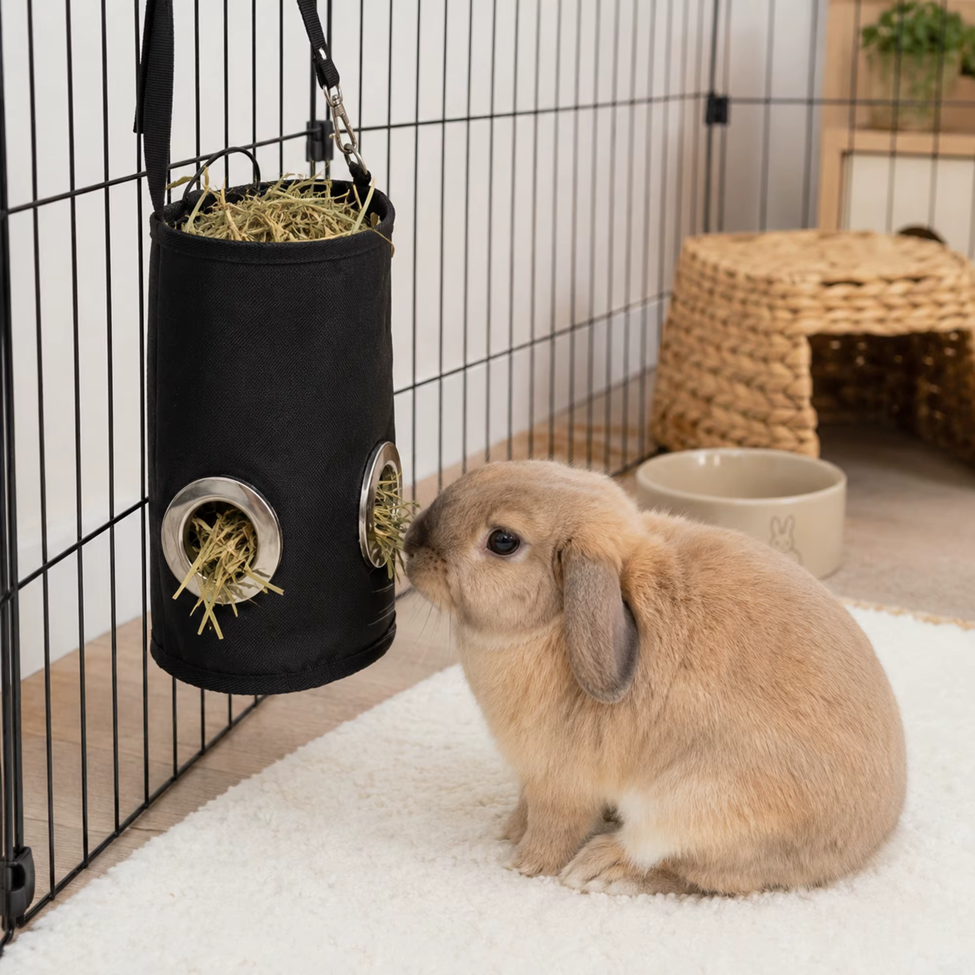 Bolsa de Alimento para Conejos Suspendida Limpiable Ajustable Instalación Fácil Resistente a Mordeduras Automático de Alimentación Bolsas de Suministros para Mascotas — imagen 2