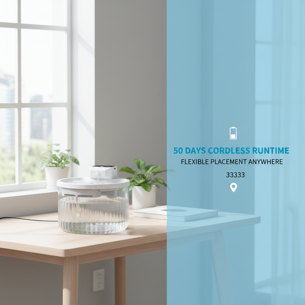 Fuente de Agua Inalámbrica para Mascotas de 2000ML, Recargable de 2500mAh, Bebedero de Agua Circulante con Sensor de Movimiento para Gatitos y Cachorros — imagen 4