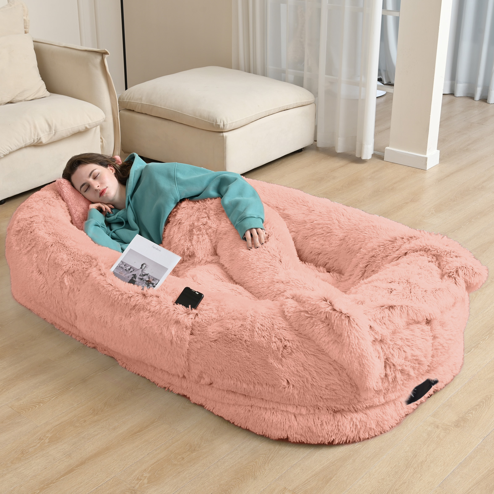 Cama para Adultos y Mascotas de Gran Tamaño: Colchón de Felpa Sofocreado con Soporte Ortopédico — imagen 3