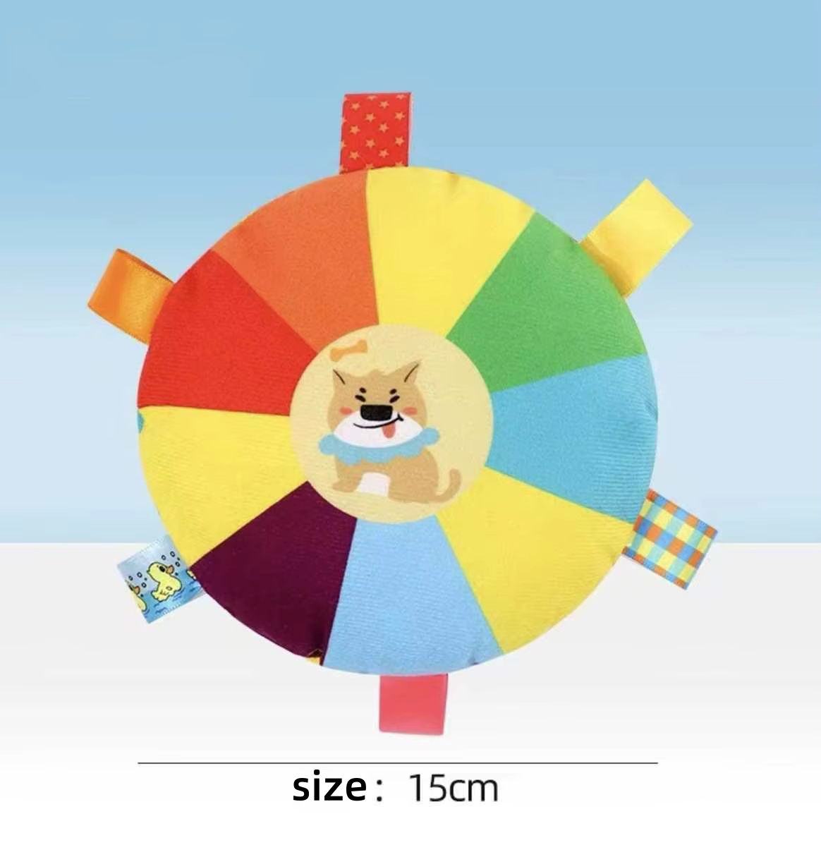 Pet Dog Toys Colorful Round Plush Frisbee Squeaky Interactive Tug Chew Toy Bite Resistant Anxiety Relief Training Pet Play Toy — image 3
