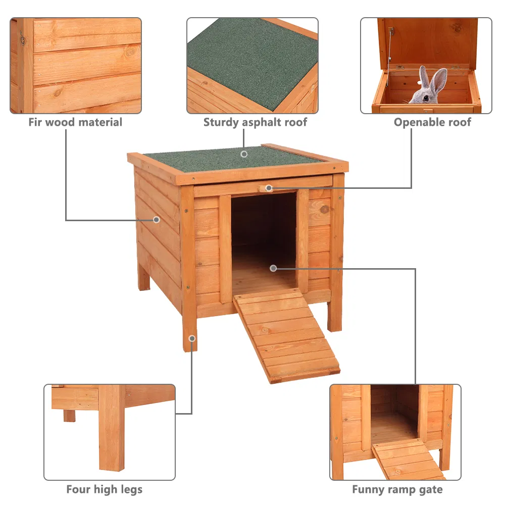 20-inch removable roof, waterproof, green asphalt roof, cedar wood, wooden chicken and rabbit cage — image 4