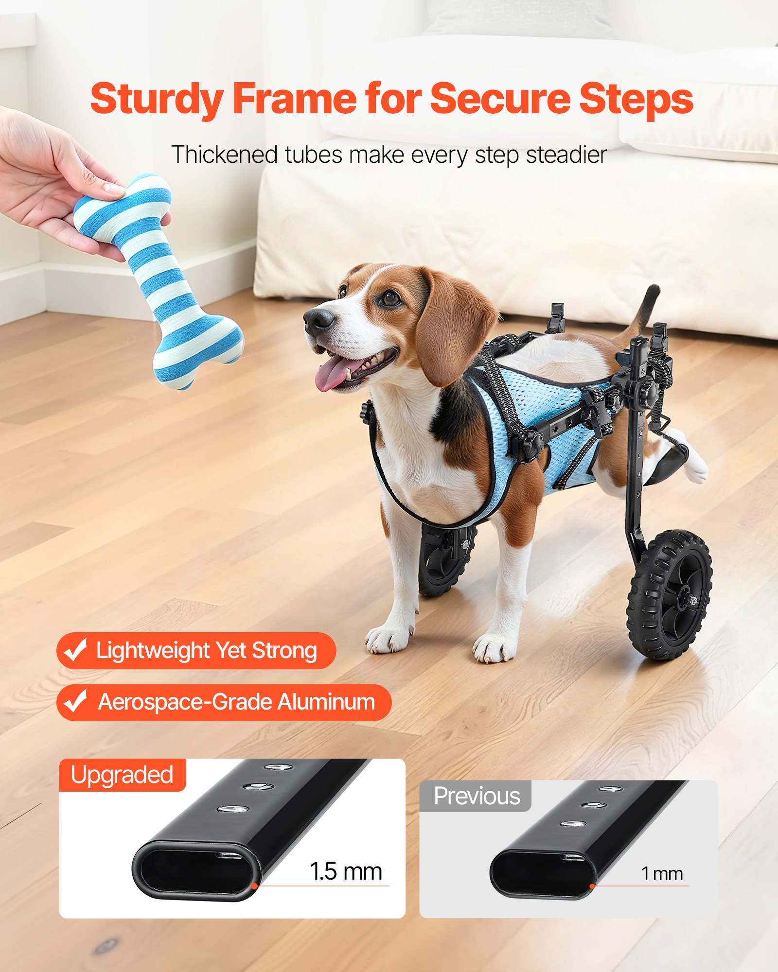 Dog Wheelchair For Back Legs, Adjustable 2 Wheels Pet Wheelchair, Lightweight Dog Cart With Shock-Absorbing Wheels, Mobility Support Wheel Chair For Disabled Injured Dogs Up To 22lbs, Small — imagen 2