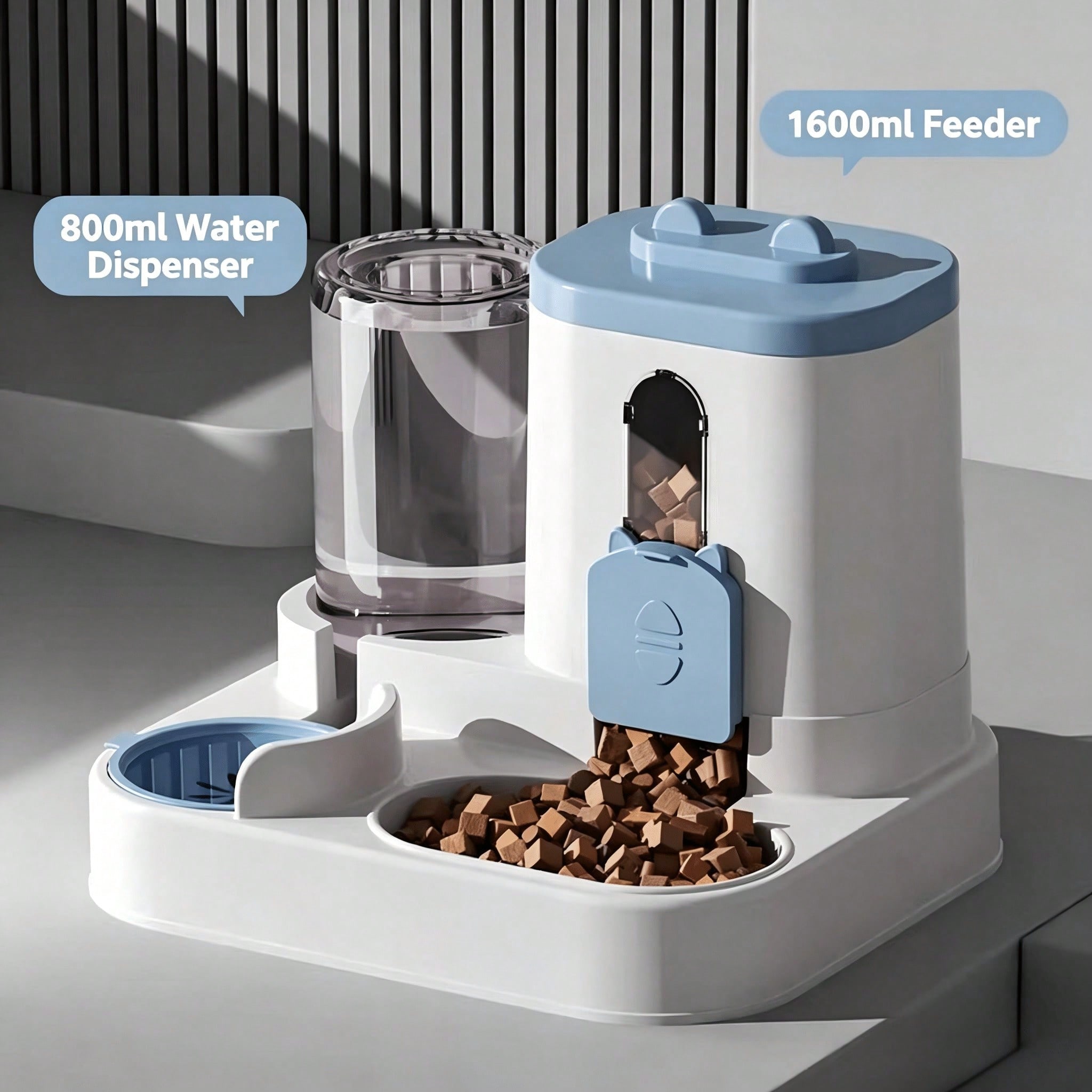4 Colors Gravity Pet Feeder Water Dispenser Cute Cat Shaped Automatic Food Water Bowl Large Capacity Detachable Stable Anti Slip Base Feeding Supplies For Cats Puppies Small Animals Home Indoor Use — image 6
