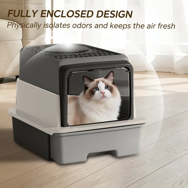 Caja de Arena para Gatos Mejor Calificada 2026, Cajón Extraíble, Sin Necesidad de Pala, Combina con Decoración Moderna — imagen 1