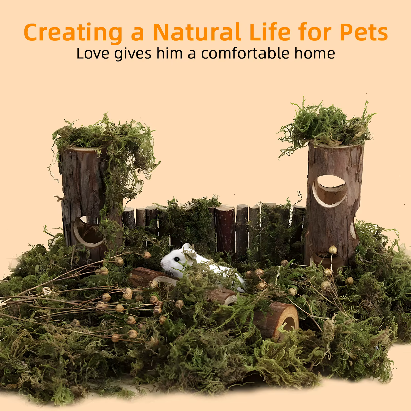Túnel de Madera Natural para Ratones y Camarones: Bosque de Árbol Hollow — imagen 3
