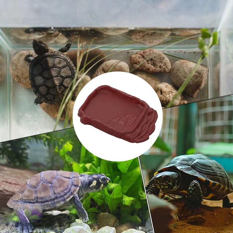 Turtle Water Dish With Anti-Slip Imitation Rock Ladders Food Water Bowl For Bearded Dragon Lizards Gecko Small Pet Supplies — image 6