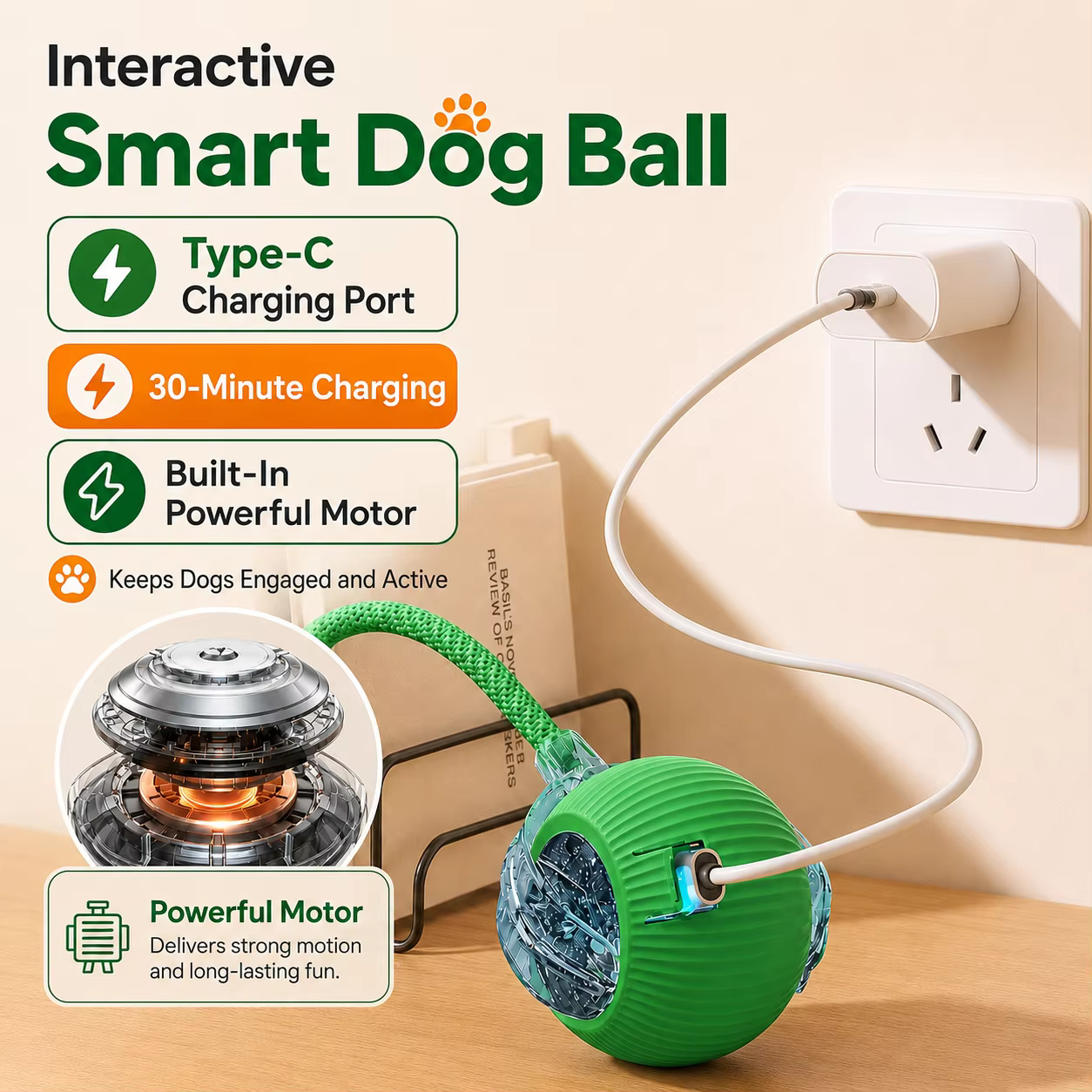 Nueva Pelota Interactiva para Perros, Juguetes Inteligentes de Bola Automática Recargable, Juego de Pelotas para Cachorros Intelectuales — imagen 4