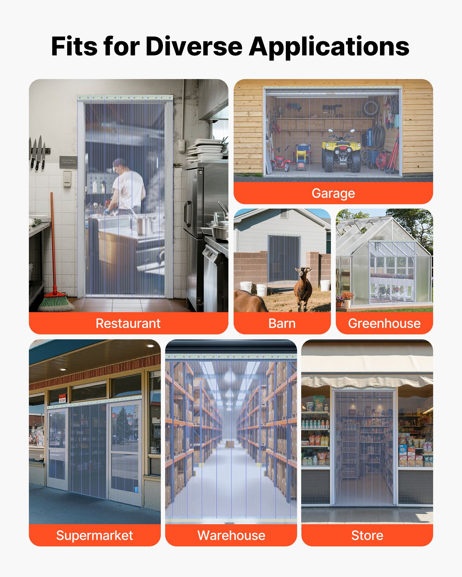 Cortina de Cinta PVC Transparente, 101 pies de largo x 12 pulgadas de ancho, Cinta Plástica Ribetizada para Puertas en Rollo, Cortina para Congelador y Refrigerador Para Entradas de Supermercados, Garajes, Almacenes y Hogares con Animales — imagen 4