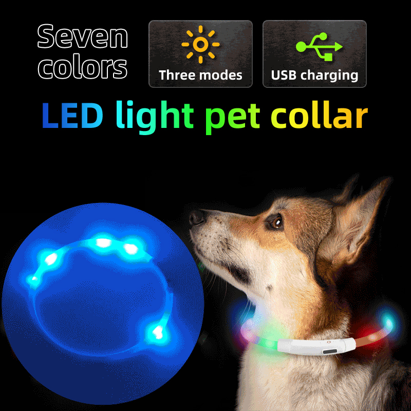 Collar de perro USB recargable con luz LED flexible y cortable en silicona — imagen 2