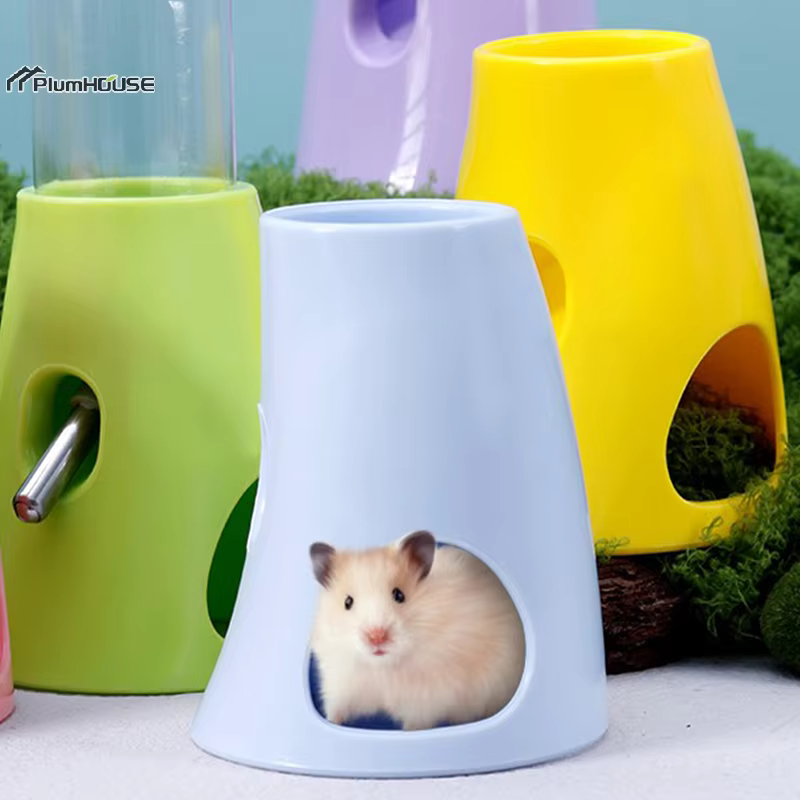 Refugio multifuncional para conejos de hamster con dispensador de agua y soporte para tazón — imagen 5