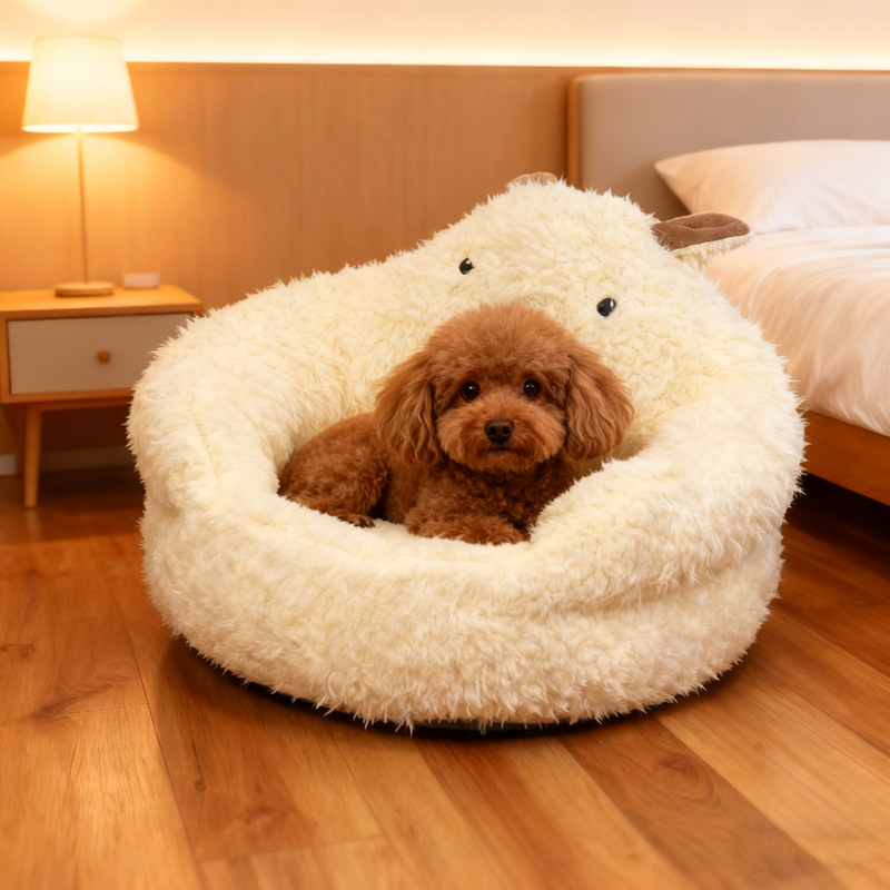 Caja de Perro para Invierno, Cama de Perro Semi-Cerrada con Cubreto y Funda Limpiable para Gatos y Perros — imagen 1