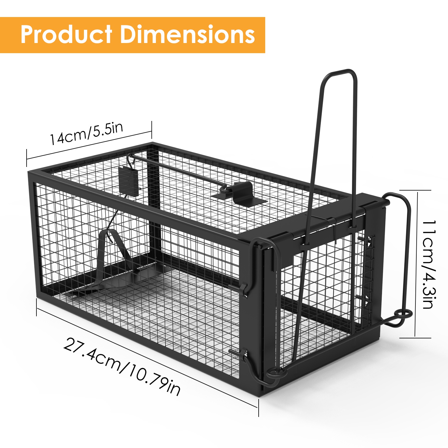 2 Pack Rat Trap Cage Humane Live Rodent Trap Cage Galvanized Iron Mice Mouse Control Bait Catch With Detachable U Shaped Rod — imagen 8