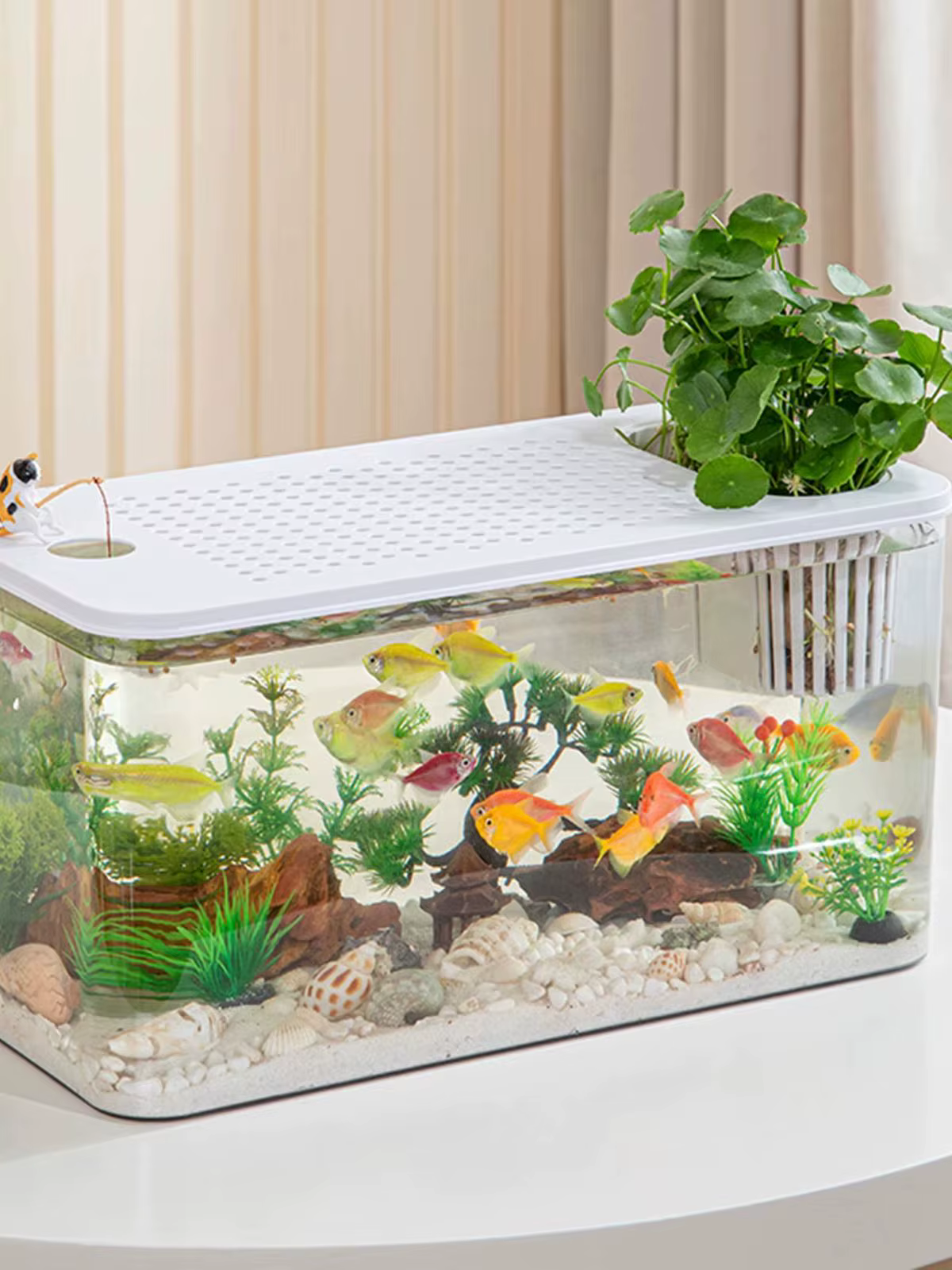 Reptile Terrarium Clear View Breeding Tank Habitat Cage Small Fish Tank Feeding Box for Betta Fish Crayfish Snake Chameleon — image 6