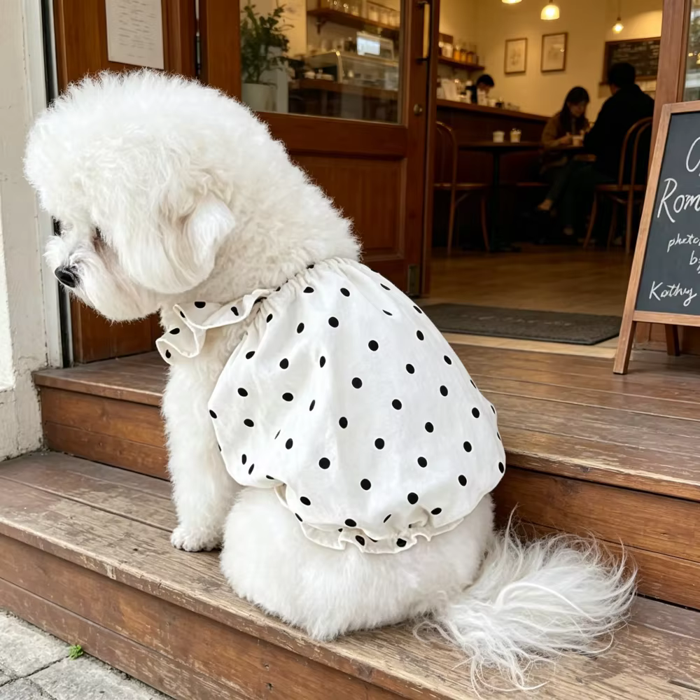 Camiseta clásica con puntos de polka para mascotas, vestido anti-caspa para mascotas, oso de peluche, ropa para gatos y perros pequeños y medianos — imagen 5