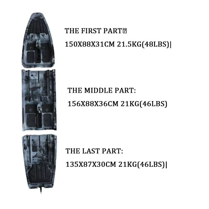 Kayak de Mar Modular de Pedal para 2 Personas de 14.1FT, Casco de HDPE PE, Kayak de Plástico con Hélice para Pesca en el Océano, con Motor de Curricán — imagen 3