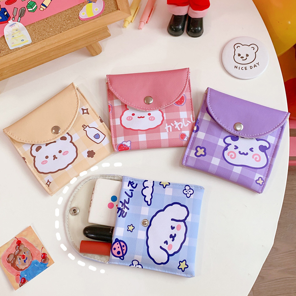 Japanese And Korean Girl Heart Ins Wind Large-Capacity Aunt Towel Storage Bag Cute Puppy New Bag Coin Purse Storage Bag — image 1