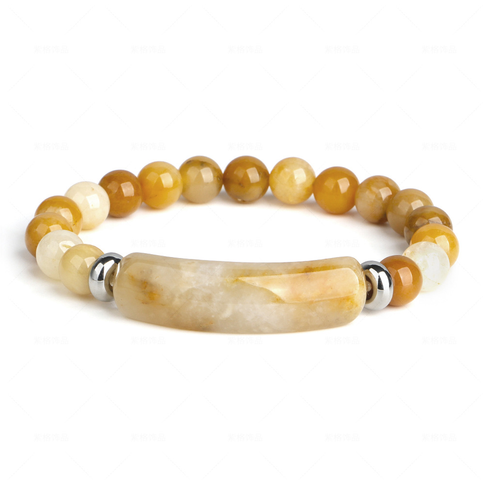 Cinta de Hilo Elástico Joyería Tejida Rosa Cristal Agata Natural Ojo de Tigre Collar — imagen 6
