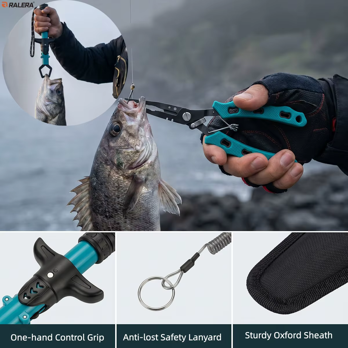 RALERA Saltwater Resistant Fishing Gear Tackle Kit: Fillet Knife, Fish Lip Gripper, Split Ring Fishing Pliers, Fishing Gifts for — image 3