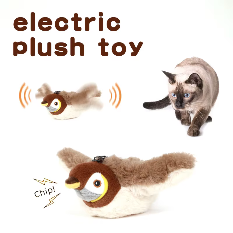 Hot Simulated Bird Cat Toy Interactive Toys Dog Rechargeable Chirping Flapping Bird(no Flying) Touch Activated Plush Toy Pet — image 6