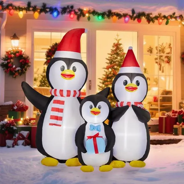 Lighted Christmas Inflatable Decoration, Inflatable Penguin Family, Funny Blow Up Yard Decorations With Built-in LED Lights For Holiday Party Front Yard Lawn Garden Decor — image 5