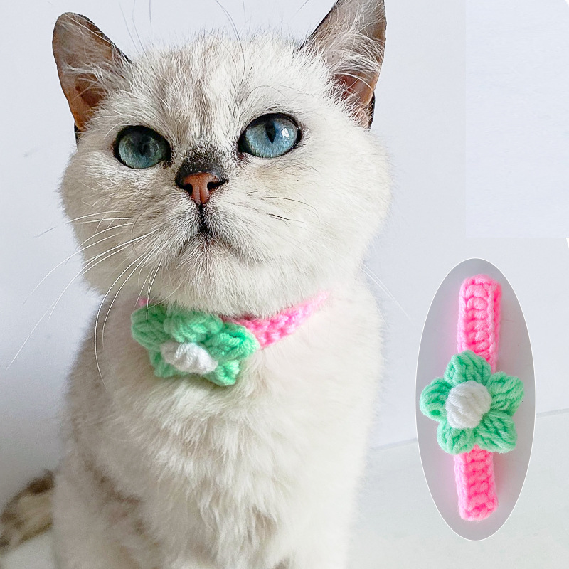 Pet Wool Knitted Collar Cat Dog Cute Collar Knitted Necklace Silent Adjustable British Short Dog — image 8