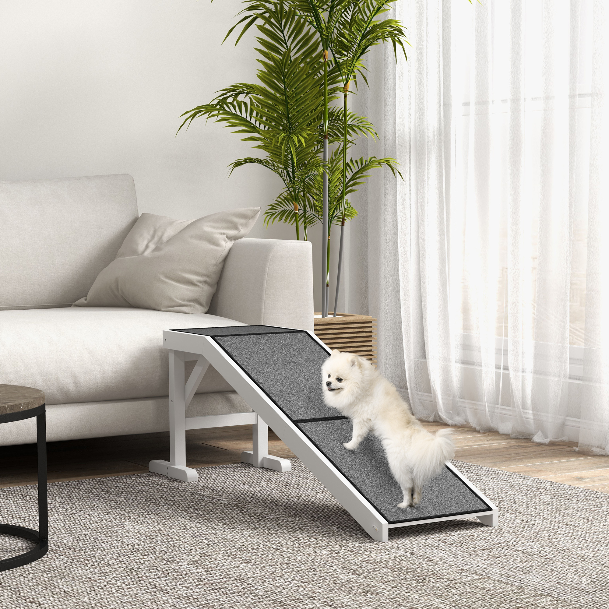 Rampa para Mascotas de 60" con Alfombrado Antideslizante, Blanco — imagen 1