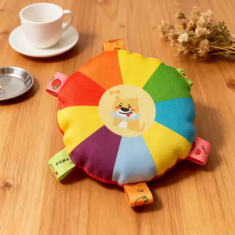 Pet Dog Toys Colorful Round Plush Frisbee Squeaky Interactive Tug Chew Toy Bite Resistant Anxiety Relief Training Pet Play Toy — image 1