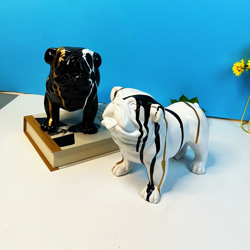 Creative walking method dog fighting splashing color resin handicraft ornaments — image 2
