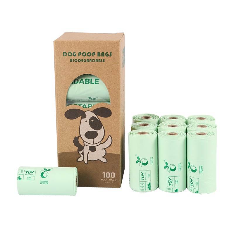 Bolsa de limpieza para mascotas biodegradable hecha de maíz PLA PBAT rollo reutilizable — imagen 3