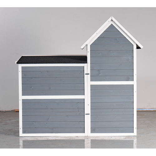 Casa de Pollos Exteriores Grande, Caja de Gallos y Conejera 2 Niveles Impermeable, Casa para Mascotas Madera con bandeja sin fugas, Techo impermeable y bandeja extraíble (50.98" L × 48.23" H, Gris, Azul) — imagen 4