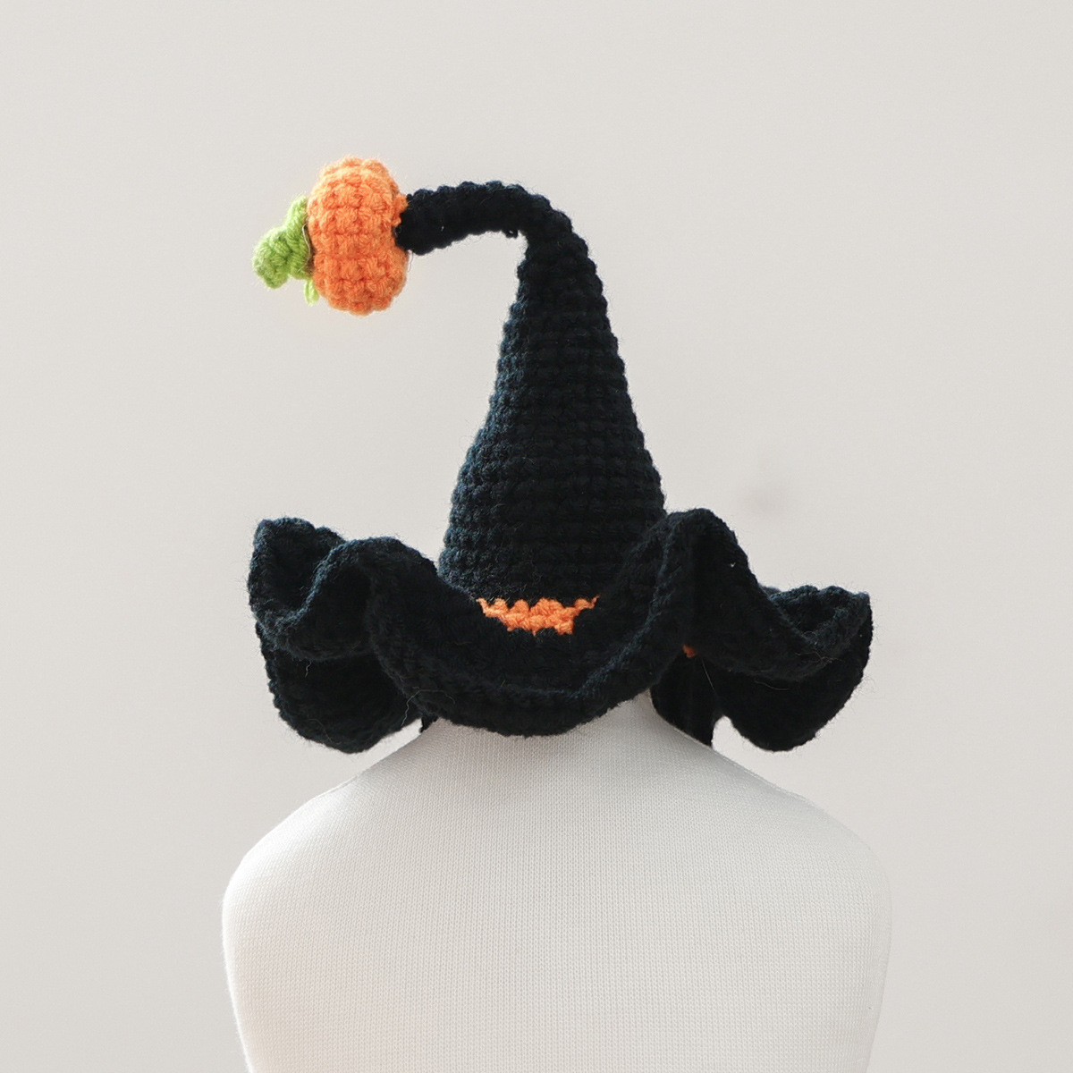 Pet Hair Knit Pumpkin Wizard Hat for Small Dogs and Cats, Halloween Pet Costume, Dog and Cat Hat — image 4