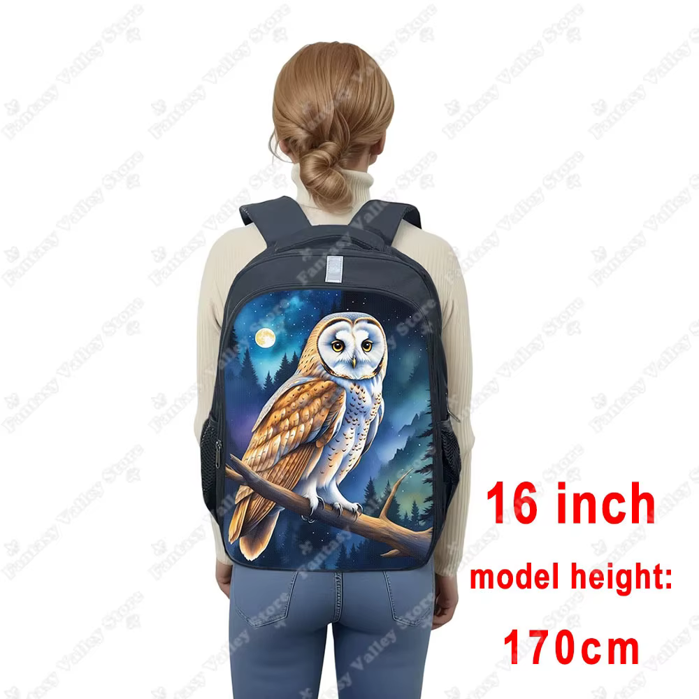Mochilas de Colores con Pinturas de Búhos y Lunas para Niños, Regalo para Adolescentes con Almacenamiento — imagen 3