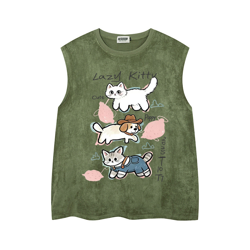 Stacked cat and dog printed vest — image 2