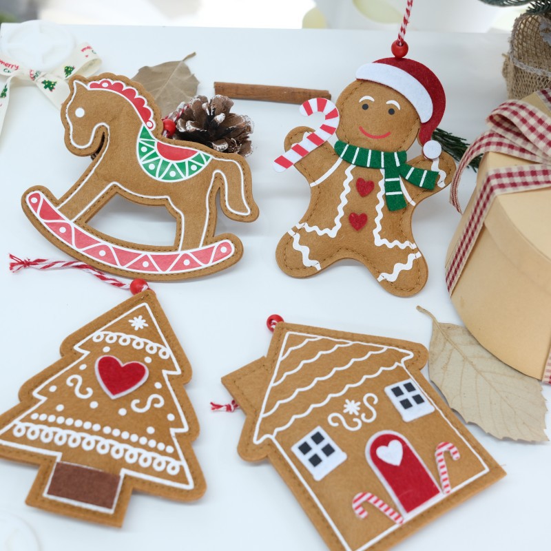 Ornamento de Navidad de Pony de Feltro para Árbol de Navidad con Manualidades de Pan de Jengibre y Caballo para Colgar — imagen 3