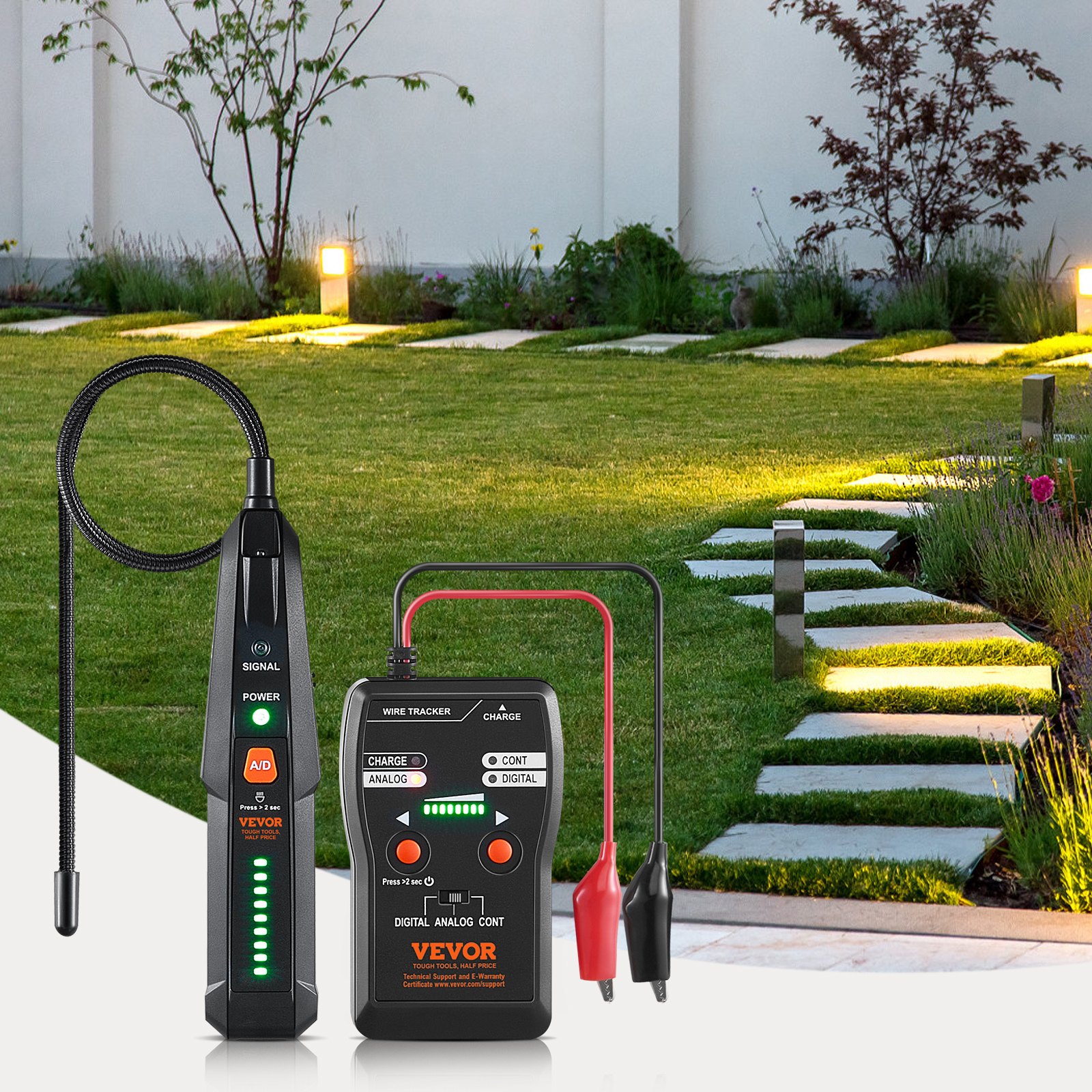 Localizador de Cables Subterráneos, 6,5 m Profundidad Máxima de Detección, Tracer de Cable Detector de Roturas con Auricular, 3280 m Longitud Máxima de Detección Tester de Cable para Perímetros de Mascotas, Riego y Valvulas Enterradas — imagen 3