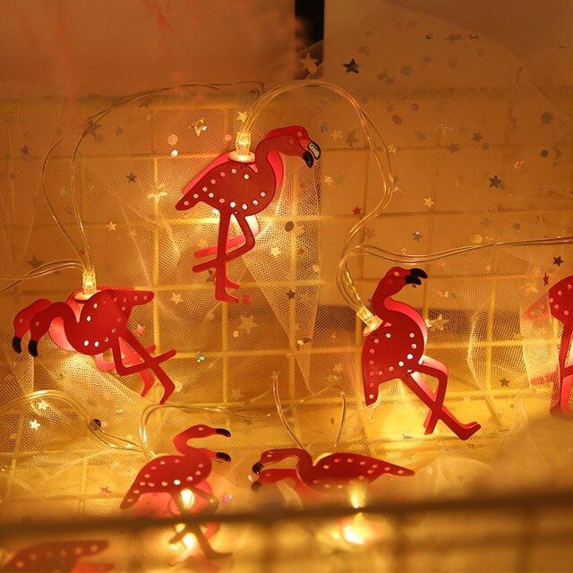 HobbyLane Pink Iron Flamingos Shape Battery Powered Garden String Light Christmas Holiday Party Girl Room Decoration — image 7