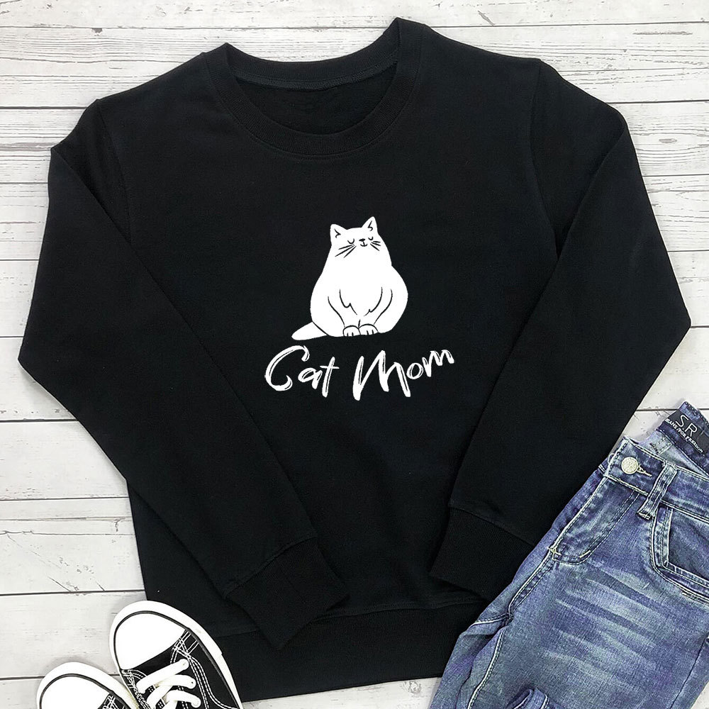 Cat printed round neck long sleeved sweatshirt — image 4