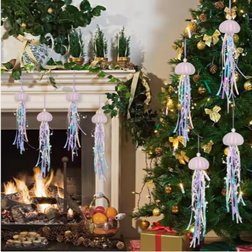 4 Piezas de Adornos Colgantes de Erizo de Mar para Árbol de Navidad, Manualidades Costeras de Erizo de Mar Natural con Cuerda — imagen 4