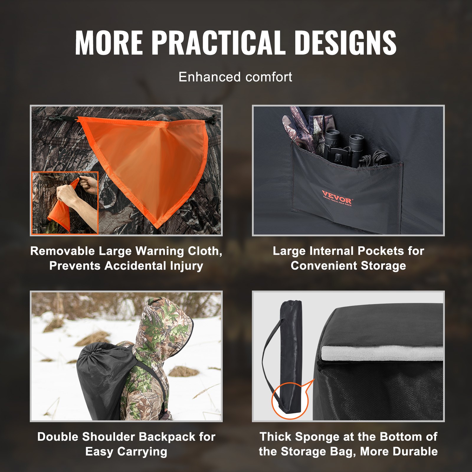 Hunting Blind, 270° See Through Ground Blind, 2-3 Person Pop Up Deer Blind For Hunting With Carrying Bag, Portable Resilient Hunting Tent, One-Way See-Through Mesh For Turkey And Deer Hunting — imagen 5