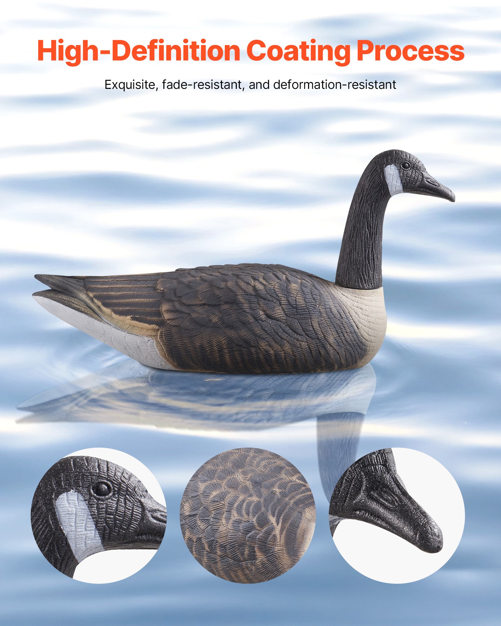 Decores de Ganso Canadá, Decoy para Caza de Aves Acuáticas, Flotadores Plásticos Duraderos con Pintura Ultra Realista, Para Piscina, Estanque, Lago, Decoración de Jardín y Patio, Fáciles de Transportar y Usar, 6 Unidades — imagen 3