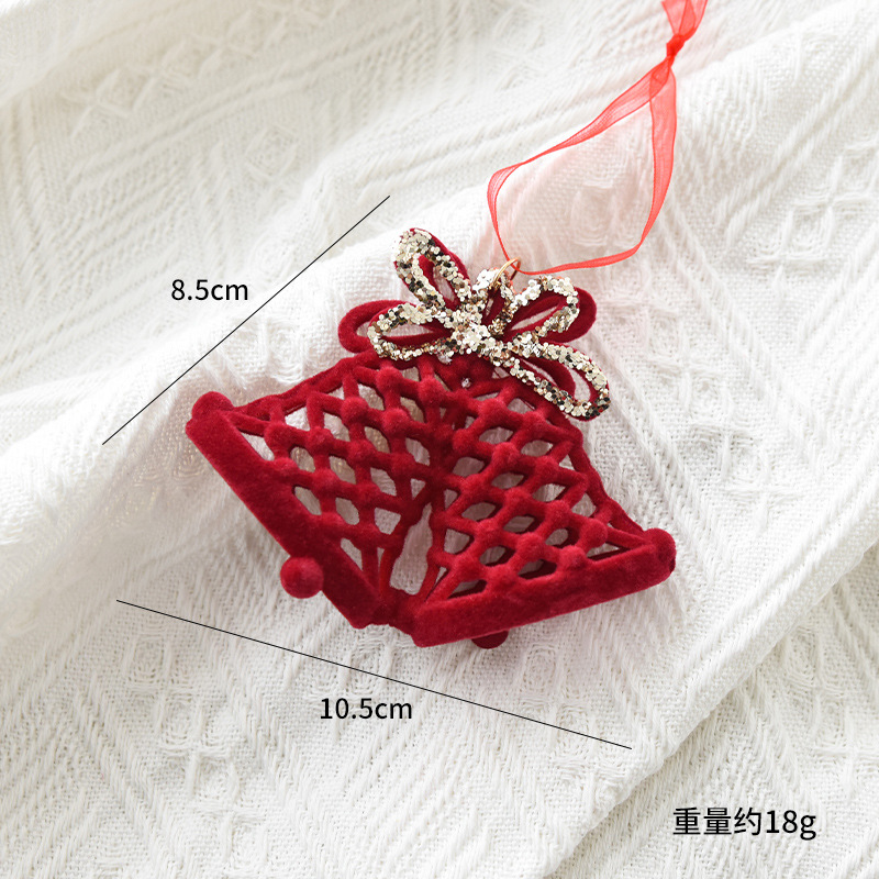 Christmas decoration red flocking elk bell pendant Christmas tree decoration ornaments — image 10